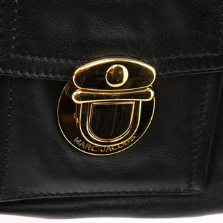 Black Leather Multi-Pocket 2-Way Bag