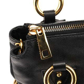 Black Leather Multi-Pocket 2-Way Bag