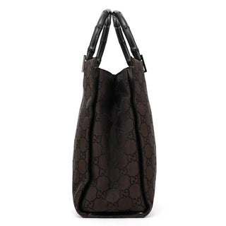 Brown GG Canvas Bamboo Tote Bag