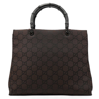 Brown GG Canvas Bamboo Tote Bag