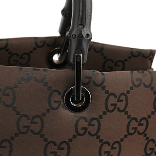 Brown GG Canvas Bamboo Tote Bag