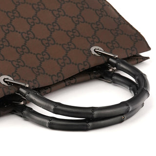 Brown GG Canvas Bamboo Tote Bag
