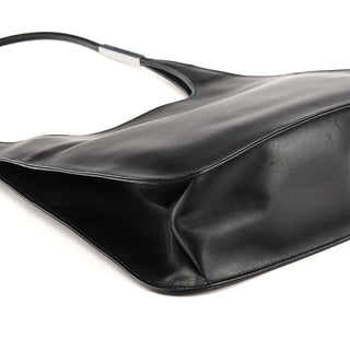 001 3708 Black Leather Hobo Shoulder Bag