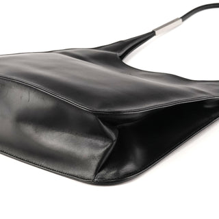 001 3708 Black Leather Hobo Shoulder Bag