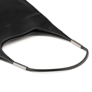 001 3708 Black Leather Hobo Shoulder Bag
