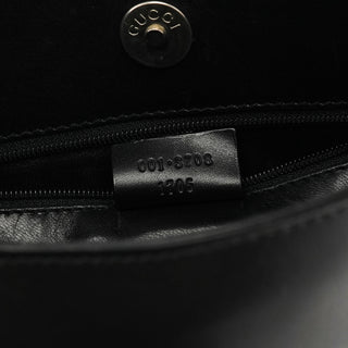 001 3708 Black Leather Hobo Shoulder Bag