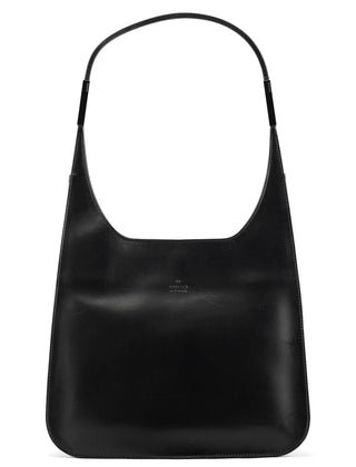 001 3708 Black Leather Hobo Shoulder Bag