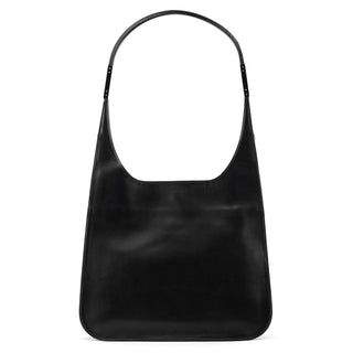 001 3708 Black Leather Hobo Shoulder Bag