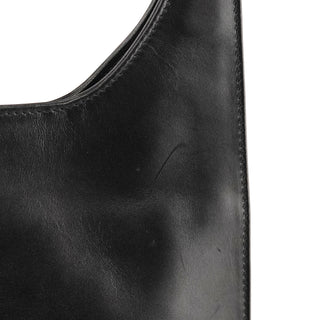 001 3708 Black Leather Hobo Shoulder Bag