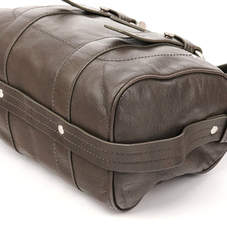 Grey Leather Turnlock 2-Way Bowling Bag