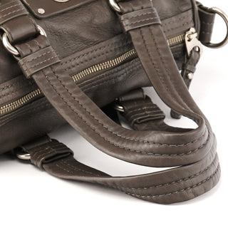 Grey Leather Turnlock 2-Way Bowling Bag