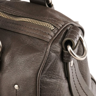 Grey Leather Turnlock 2-Way Bowling Bag