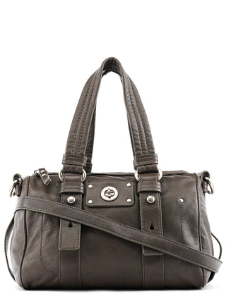 Grey Leather Turnlock 2-Way Bowling Bag