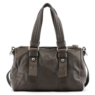 Grey Leather Turnlock 2-Way Bowling Bag