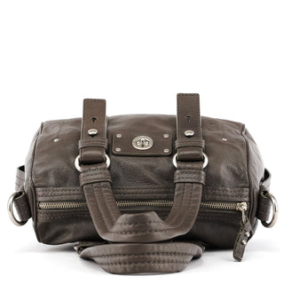 Grey Leather Turnlock 2-Way Bowling Bag