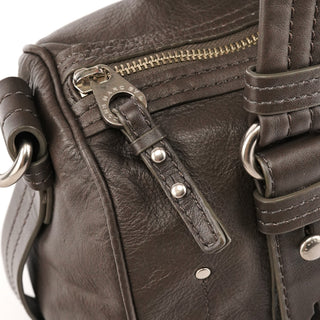 Grey Leather Turnlock 2-Way Bowling Bag