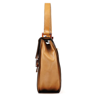 1996 Tan Madras Swing Leather Top Handle Bag