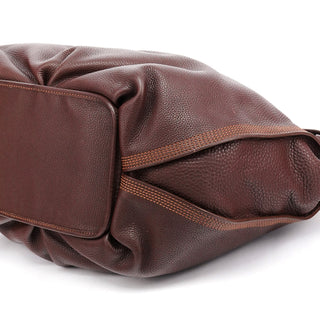 Dark Brown Leather Gold Ring Hobo Bag
