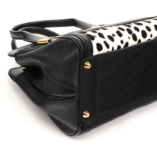 Black White Leather Calf Hair Alice Handbag