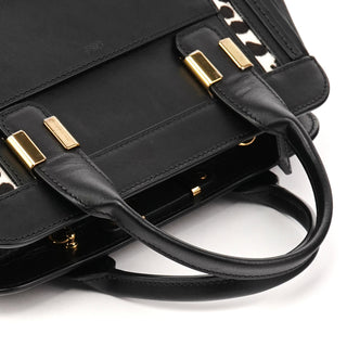 Black White Leather Calf Hair Alice Handbag