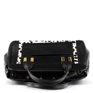 Black White Leather Calf Hair Alice Handbag