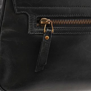 90643 Black Leather Turnlock Shoulder Bag