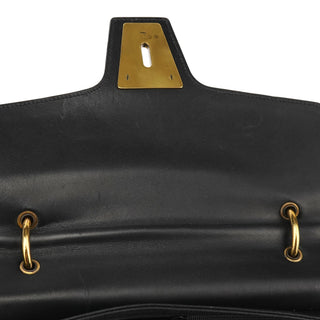 90643 Black Leather Turnlock Shoulder Bag