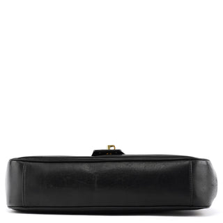 90643 Black Leather Turnlock Shoulder Bag
