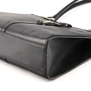 002 1073 Black Leather Jackie Tote Bag