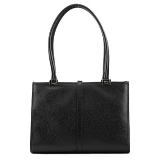 002 1073 Black Leather Jackie Tote Bag