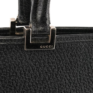002 1073 Black Leather Jackie Tote Bag