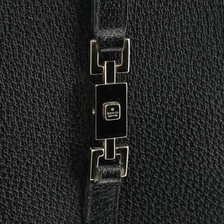002 1073 Black Leather Jackie Tote Bag