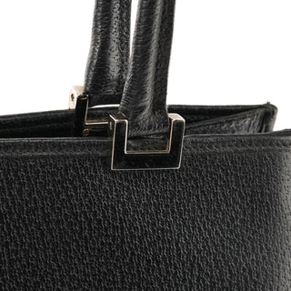 002 1073 Black Leather Jackie Tote Bag