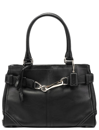 F08A70 Black Leather Hamptons Tote Bag