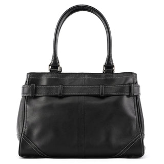 F08A70 Black Leather Hamptons Tote Bag