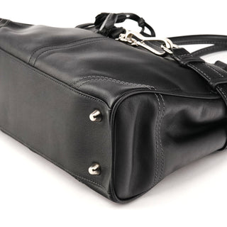 F08A70 Black Leather Hamptons Tote Bag
