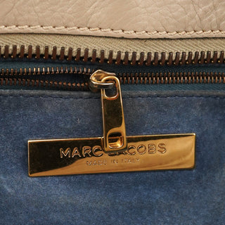 Beige Leather Multi-Pocket Tote Bag