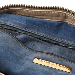 Beige Leather Multi-Pocket Tote Bag