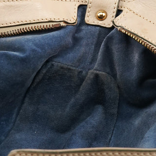 Beige Leather Multi-Pocket Tote Bag