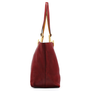 Red Leather Kelly Tote Bag