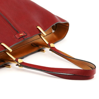 Red Leather Kelly Tote Bag