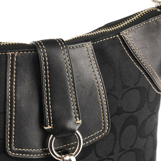 10249 Black Signature Canvas Hamptons Shoulder Bag