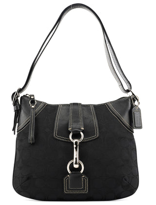 10249 Black Signature Canvas Hamptons Shoulder Bag