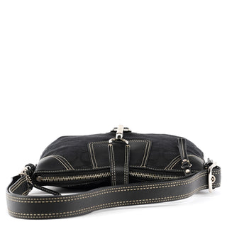 10249 Black Signature Canvas Hamptons Shoulder Bag