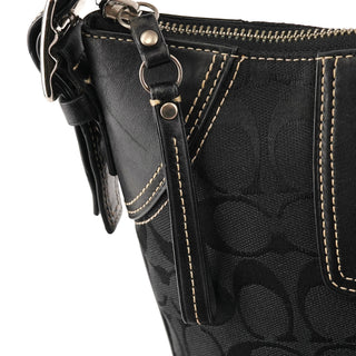 10249 Black Signature Canvas Hamptons Shoulder Bag