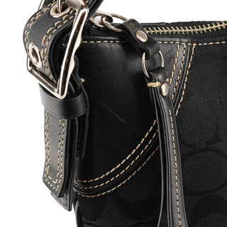 10249 Black Signature Canvas Hamptons Shoulder Bag