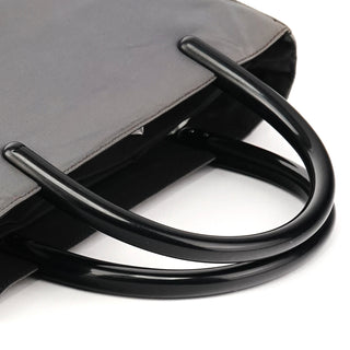 B8368 Grey Nylon Plastic Handle Tote Bag