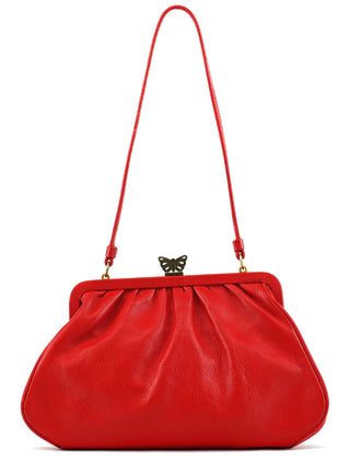 Red Leather Butterfly Shoulder Bag