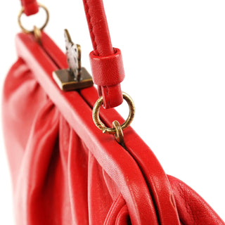 Red Leather Butterfly Shoulder Bag