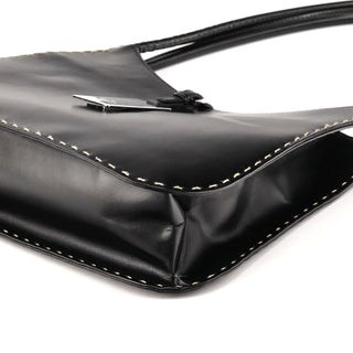 001 4278 Black Leather Hobo Shoulder Bag